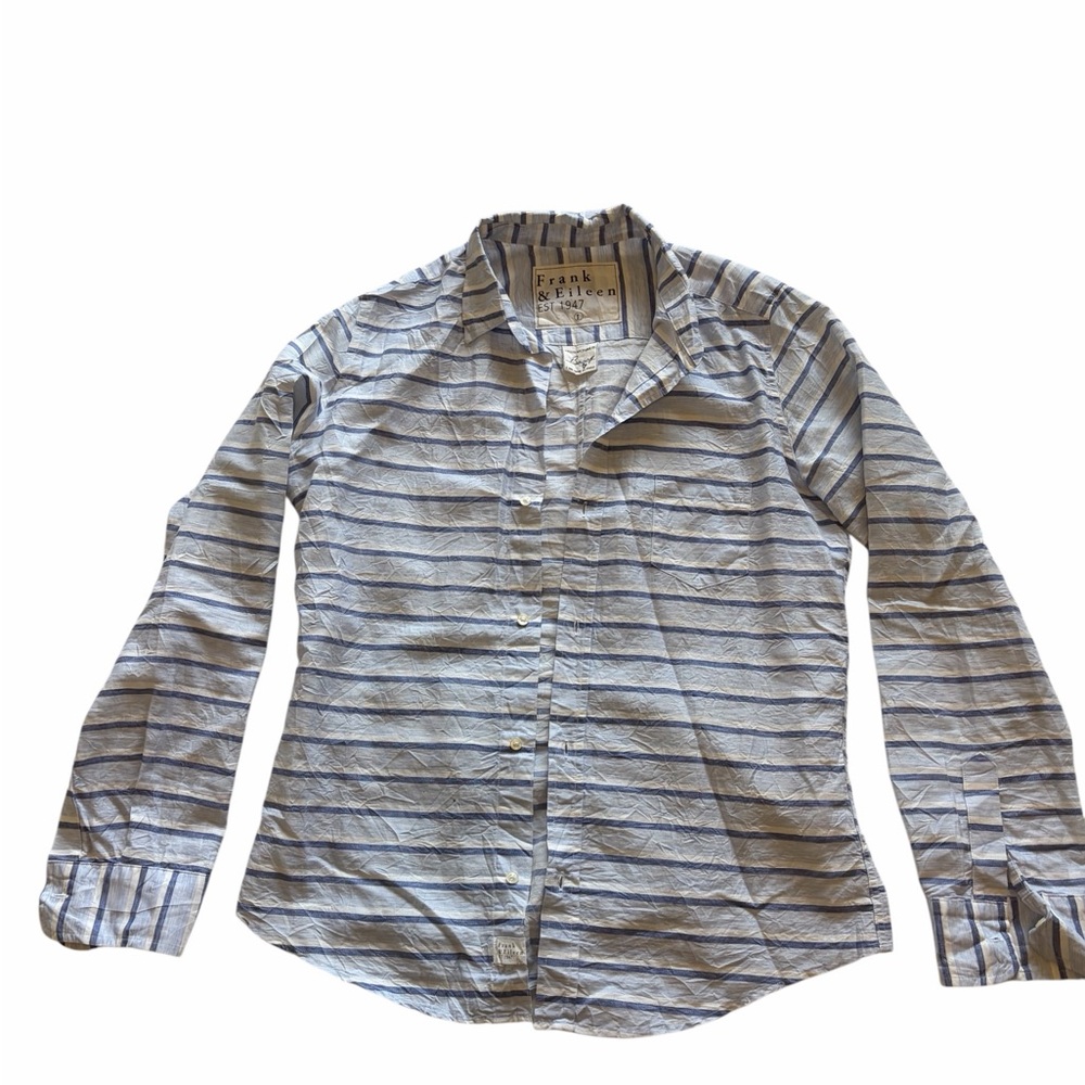 Frank & Eileen Barry Women's Blue Striped Blouse - Picture 2 of 2